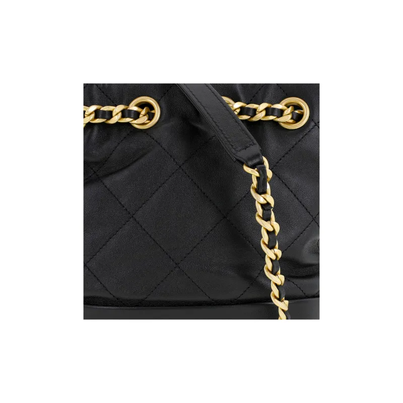 CHANEL Calfskin Bucket Bag, Shoulder Bag, Crossbody Bag Trumpets Women's Black-5