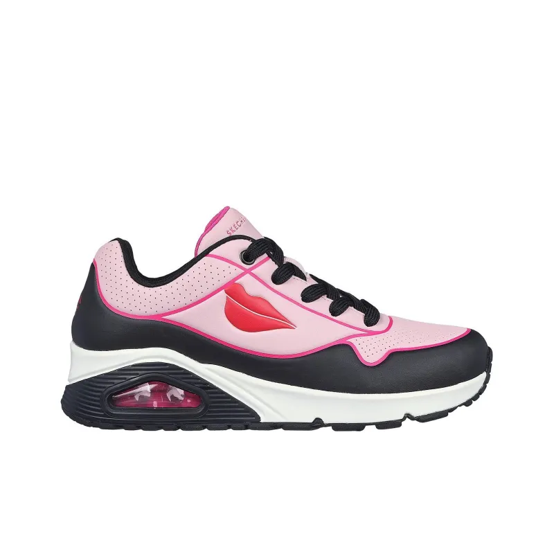 Skechers Cushioning Anti Slip And Wear Resistant Low Top Running Shoes Women's Black Pink-1