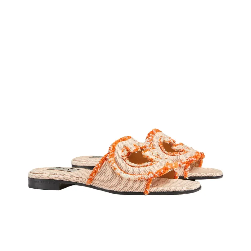 GUCCI Interlocking Slide Slippers Women's Orange-2