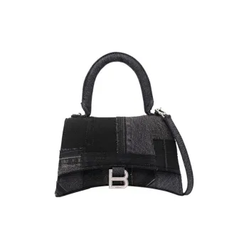 Balenciaga Hourglass Denim Hourglass Bag Handbag Shoulder Bag Crossbody Bag Small Size Women's Black