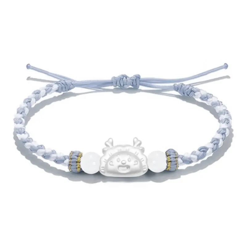 ZOKS Colored Glaze Woven Jade Bracelet Unisex-1