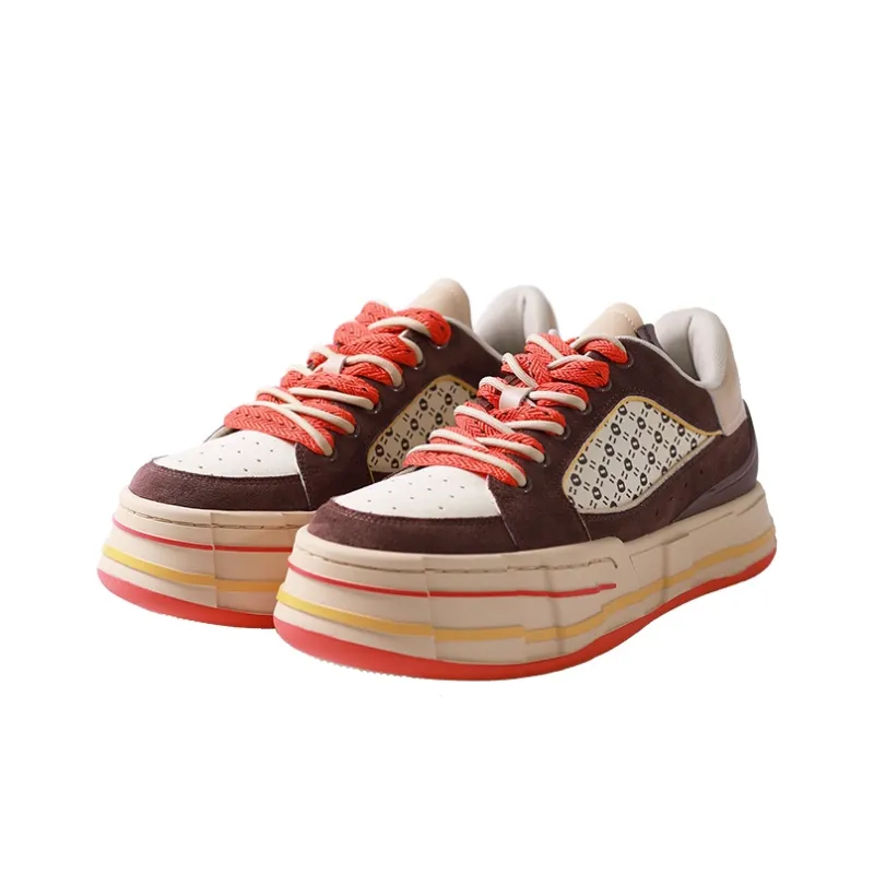 FARMER BOB Sandwich Biscuit Series Abrasion Resistant Breathable Height Increasing Low Top Skateboard Shoes Unisex-3