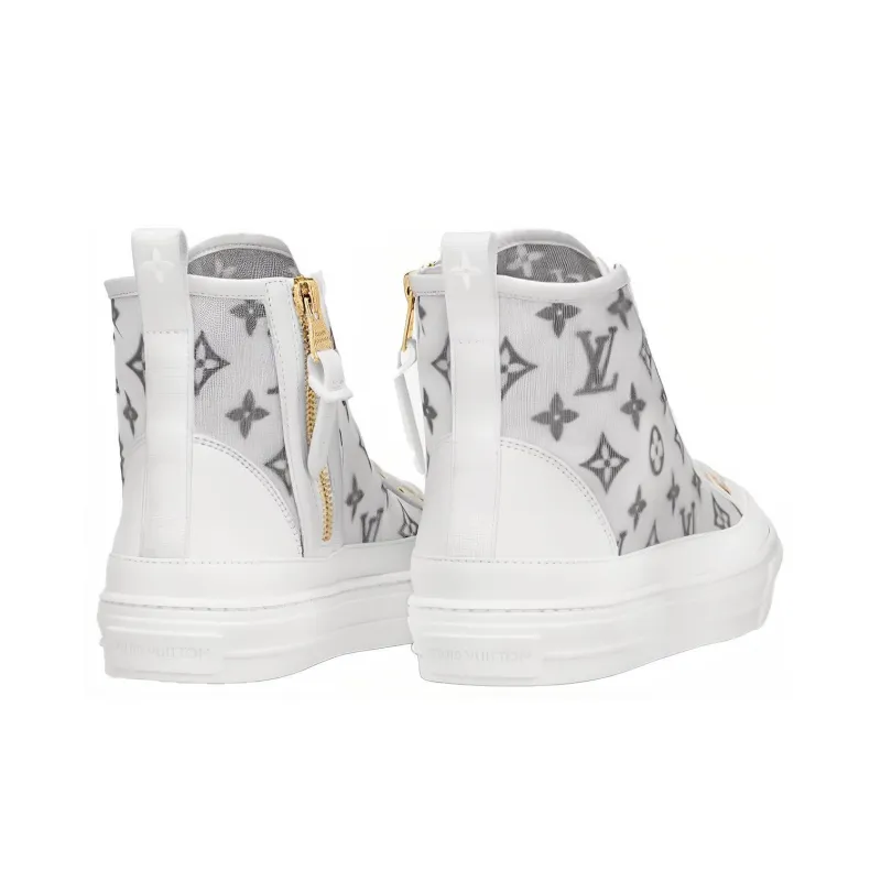 LOUIS VUITTON Stellar Ankle Sneakers 'White Grey' Women's-4
