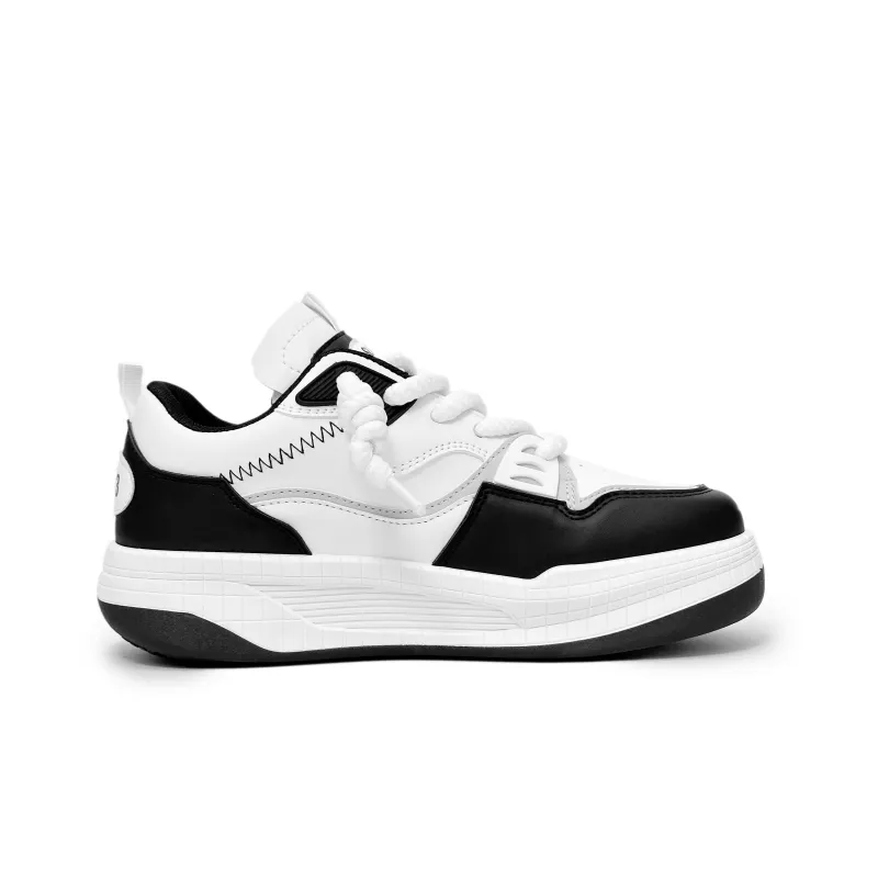SLNU 3 Coverage Anti Slip And Wear Resistant Support Low Top Skateboard Shoes Men's Black White-1