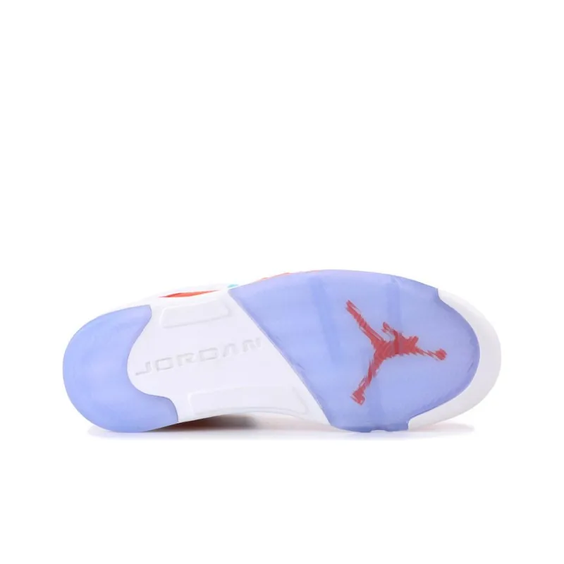 Jordan Air Jordan 5 Durable Breathable High-Top Vintage Basketball Shoes Men's White Orange-4