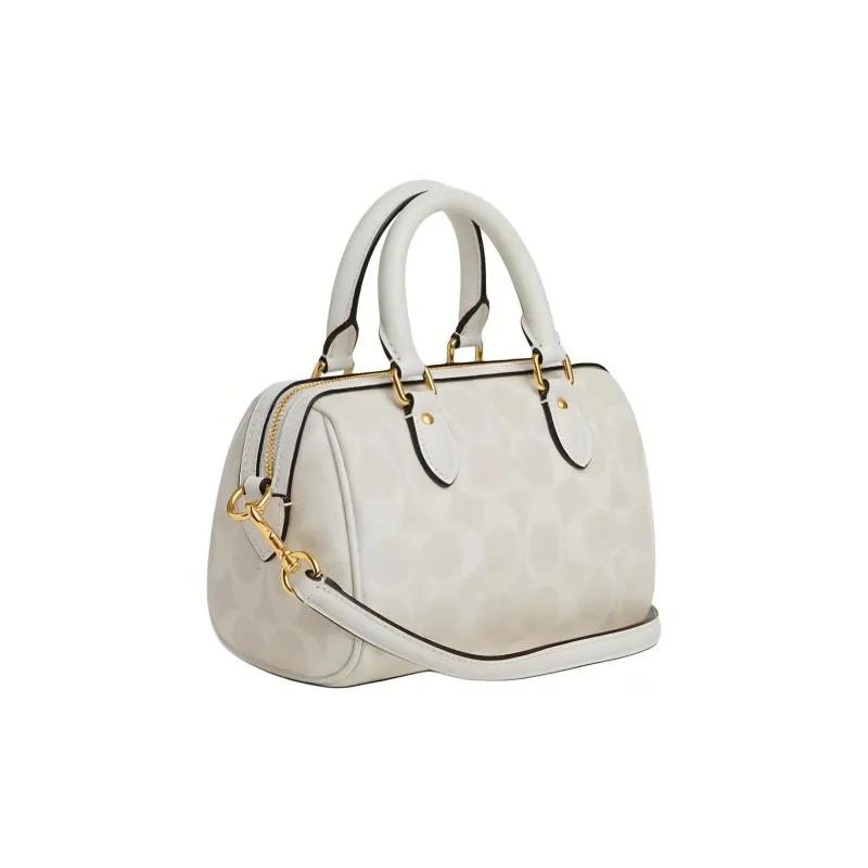 COACH Rowan PVC Artificial Leather Shoulder Bag Crossbody Bag Handbag Small Size Women's White-1