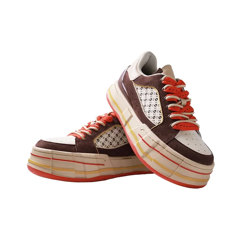 FARMER BOB Sandwich Biscuit Series Abrasion Resistant Breathable Height Increasing Low Top Skateboard Shoes Unisex-1