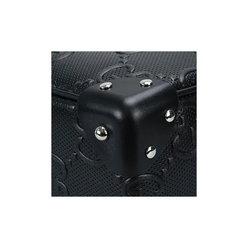 GUCCI Leather Box Bag, Small Square Bag, Shoulder Bag, Crossbody Bag Unisex Black-6