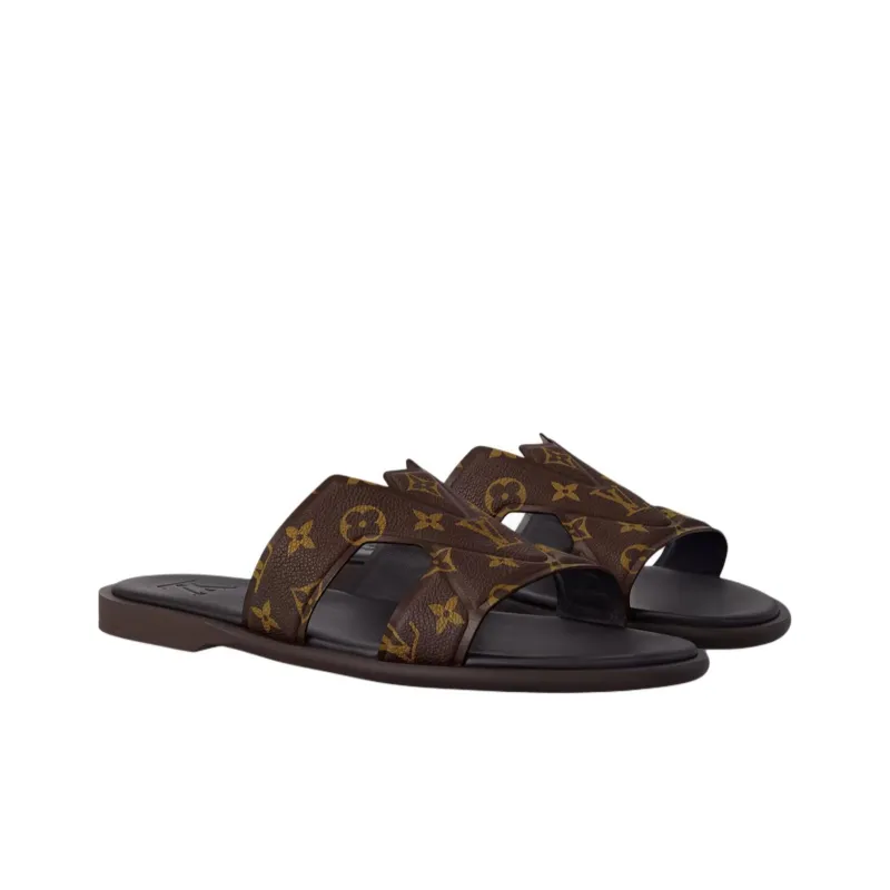 LOUIS VUITTON Oasis Rubber Sole Slip Resistant Slide Slippers Men's Dark Brown-2
