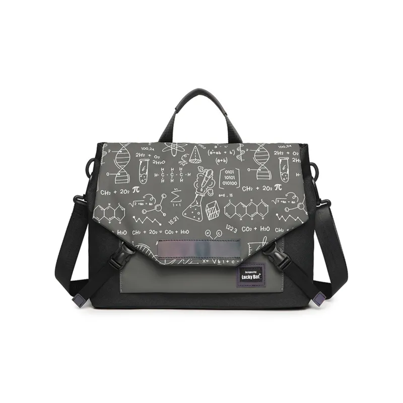 TAKI PU Fashionable Versatile One Shoulder Handbag Regular Unisex Black/Gray Equation/Black Equation/Black Lightning-0