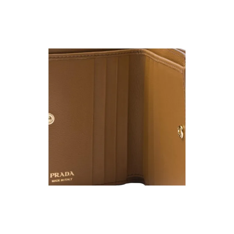 PRADA Leather Wallet Women's Camel-3