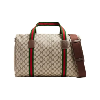 GUCCI Leather Trim Handbag Shoulder Bag Crossbody Bag Travel Bag Men's