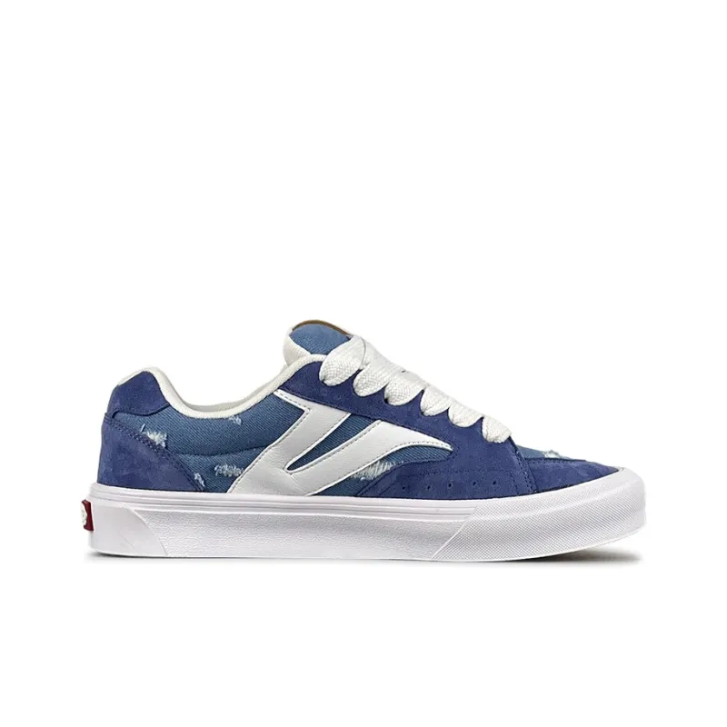 VFDF Puffy Shoes Low Top Skateboard Shoes Unisex Denim Blue-1