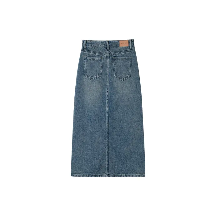 HIPPIEMISS Denim Long Skirts Women's Vintage Blue-1