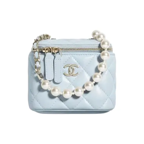 CHANEL Sheepskin Box Bag Shoulder Bag Crossbody Bag Mini Women's Blue