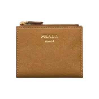 PRADA Leather Wallet Women's Camel