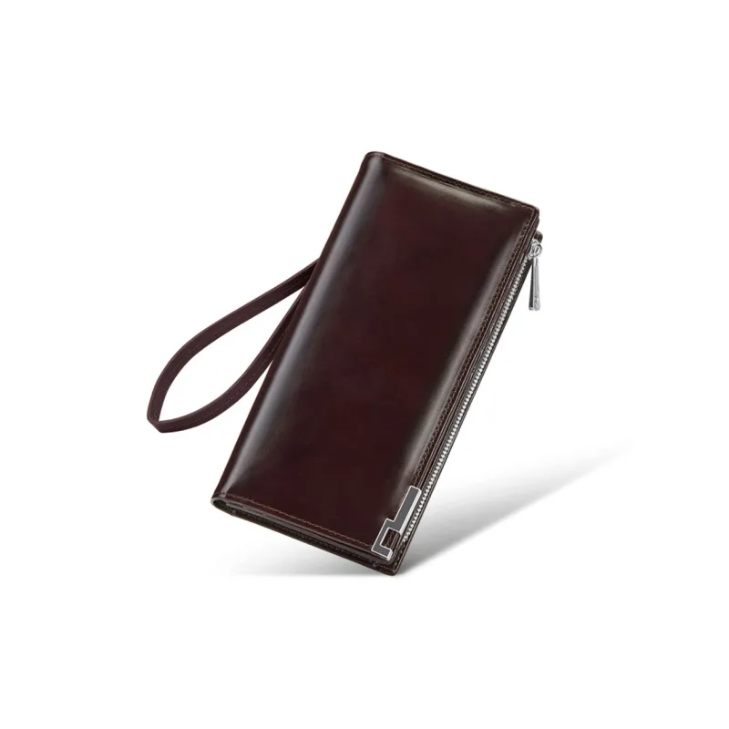 WilliamPOLO Cow Leather Long Wallet Anti-Theft Handle Zip Closure Cell Phone Pouch Regular Men's Multicolor-8