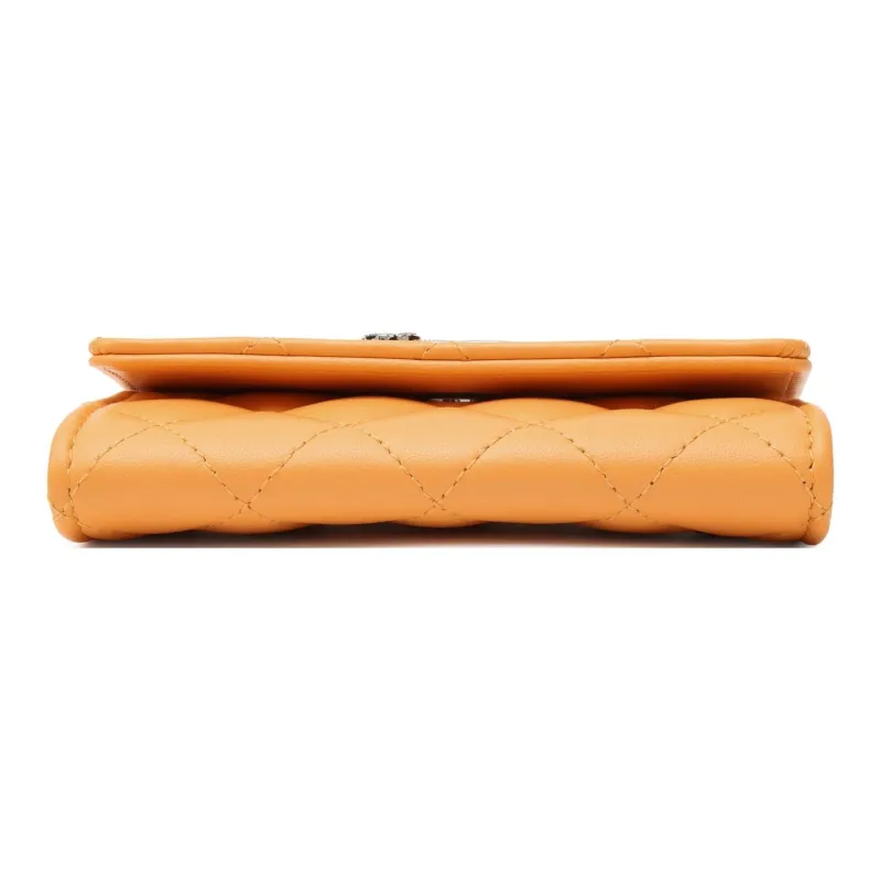 CHANEL Lambskin Clutches Wallets Women's Orange-3