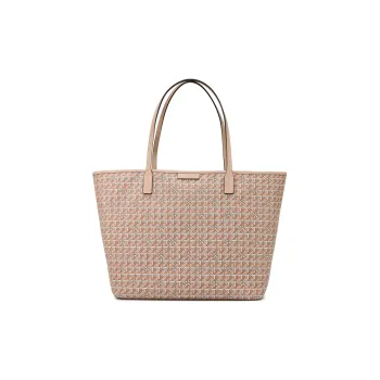 TORY BURCH Canvas Combo Bag Tote Bag Shopping Bag Handbag Shoulder Bag Medium Size Women's Peach Pink