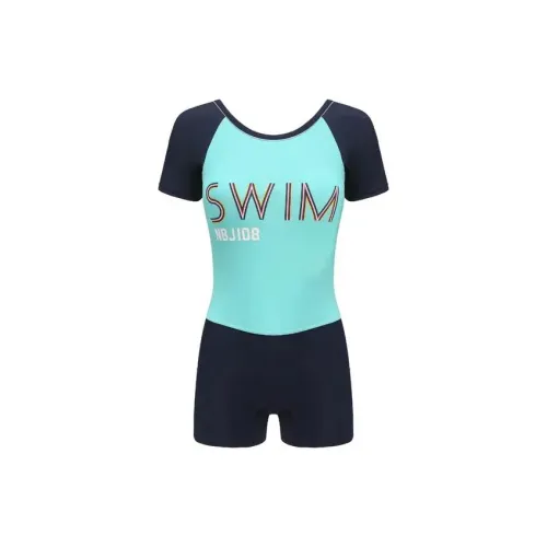 DECATHLON One-Piece Swimsuits Women's Teal/Deep Navy Blue