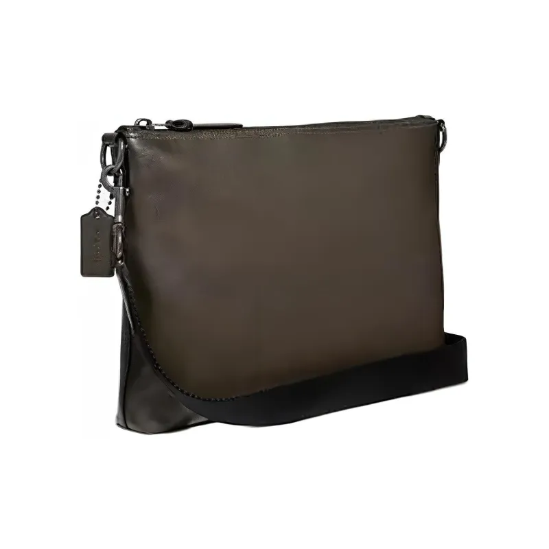 COACH Rivington Smooth Leather Shoulder Bag Crossbody Bag Large Size Men's Olive-1