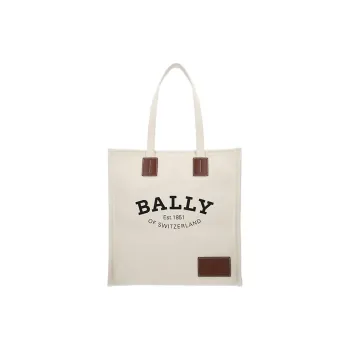 BALLY Crystalia Canvas With Calfskin Canvas Bag, Tote Bag, Shopping Bag, Handbag Medium Size Unisex White