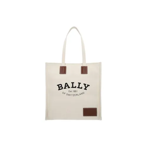 BALLY Crystalia Canvas With Calfskin Canvas Bag, Mini tote Bag, Shopping Bag, Handbag Medium Size Unisex White