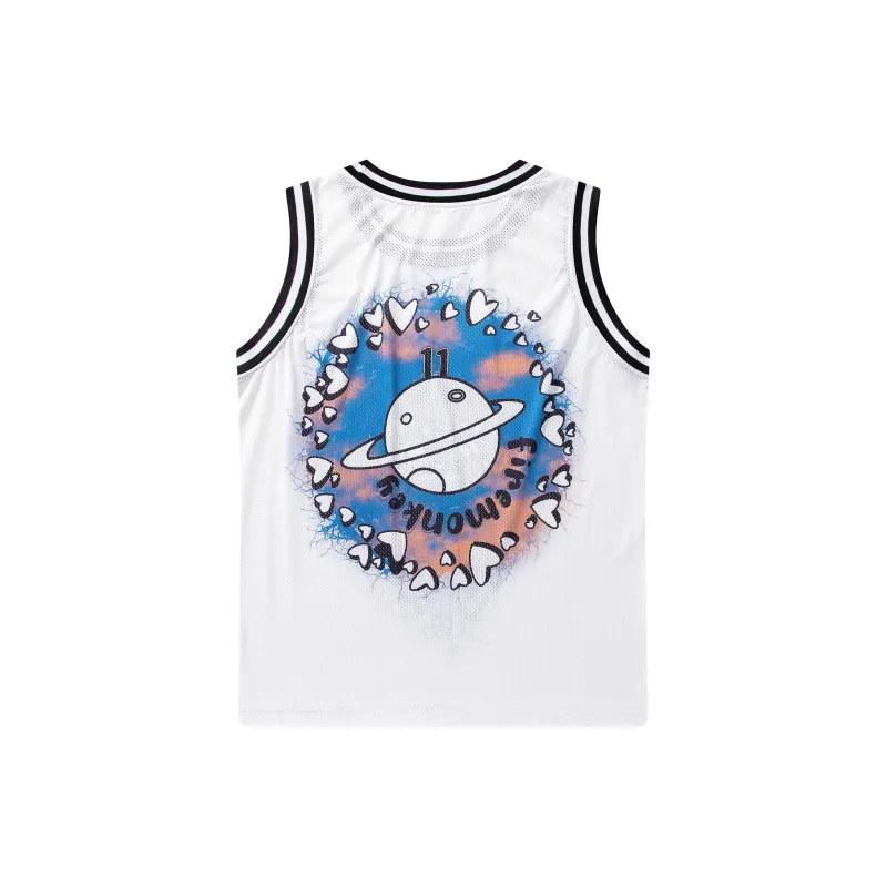 FireMonkey Basketball Jerseys Unisex White-1