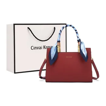 Simvay Clos Cow Leather With Ultra Fine Shoulder Bag Crossbody Bag Portable Tote Medium Size Women's Red