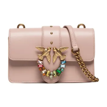 PINKO SIMPLY Leather Swallow Bag, Shoulder Bag, Crossbody Bag Mini Women's Pink