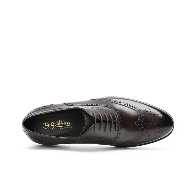 GOLDLION Dress Shoes Men Low Top Brown/Black-2
