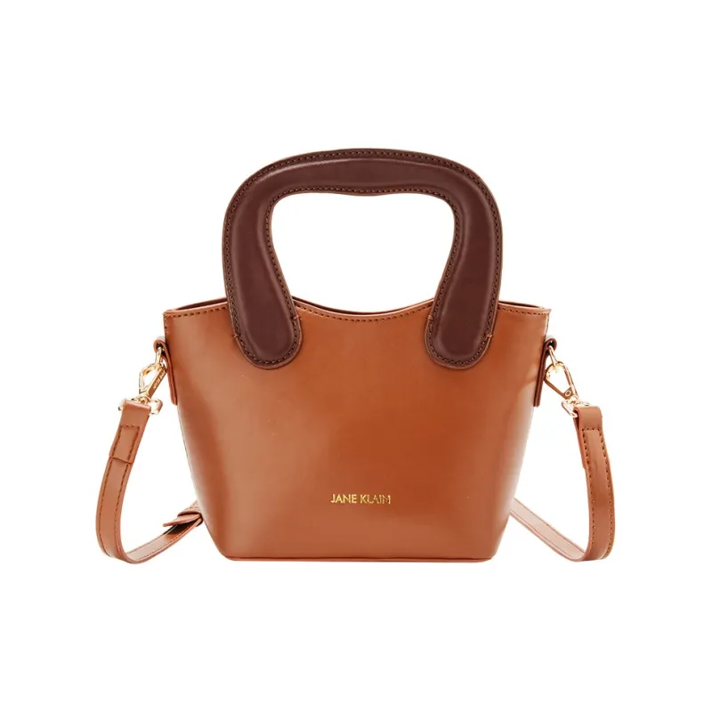JANE KLAIN PU Basket Bag, Shoulder Bag, Crossbody Bag, Handbag Regular Women's Brown/White/Pink-0
