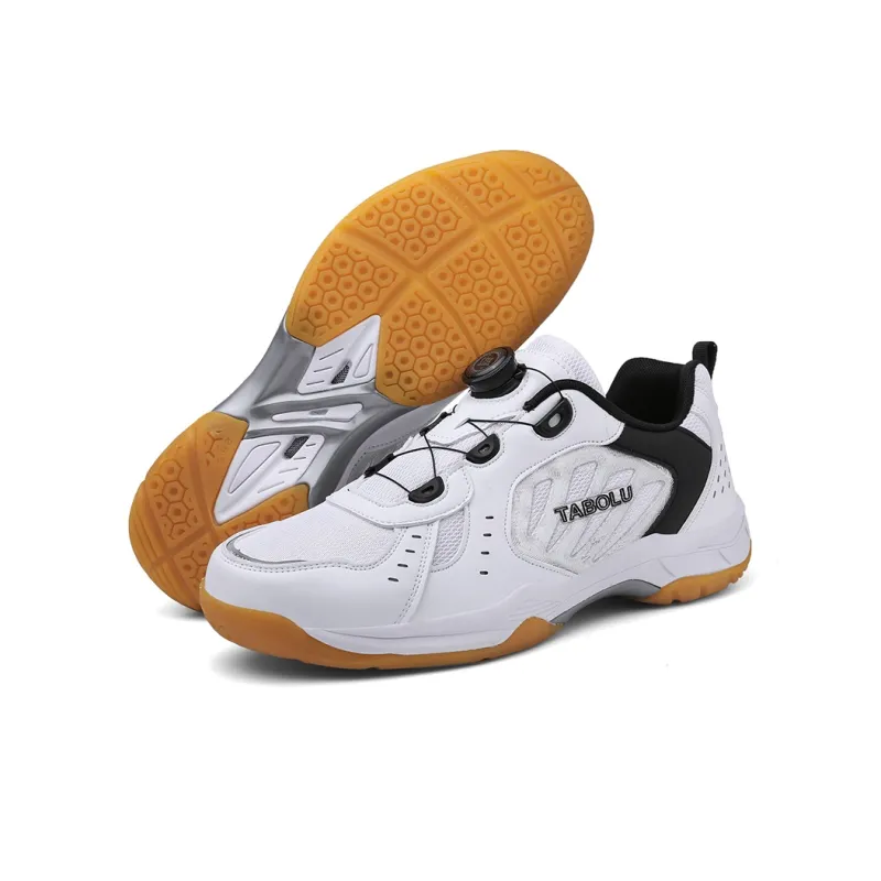 TABOLU Cushioning Coverage Support Abrasion-Resistant Lightweight Low-Top Badminton Shoes Unisex White-2