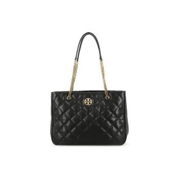 TORY BURCH Leather Tote Bag Shopping Bag Handbag Shoulder Bag Women's Black