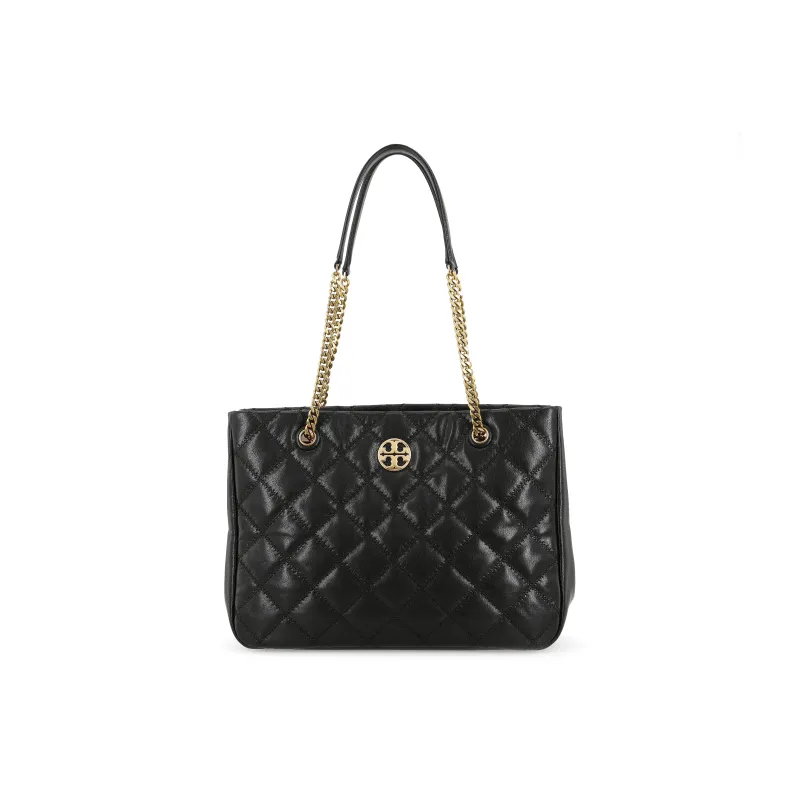 TORY BURCH Leather Tote Bag Shopping Bag Handbag Shoulder Bag Women's Black-0