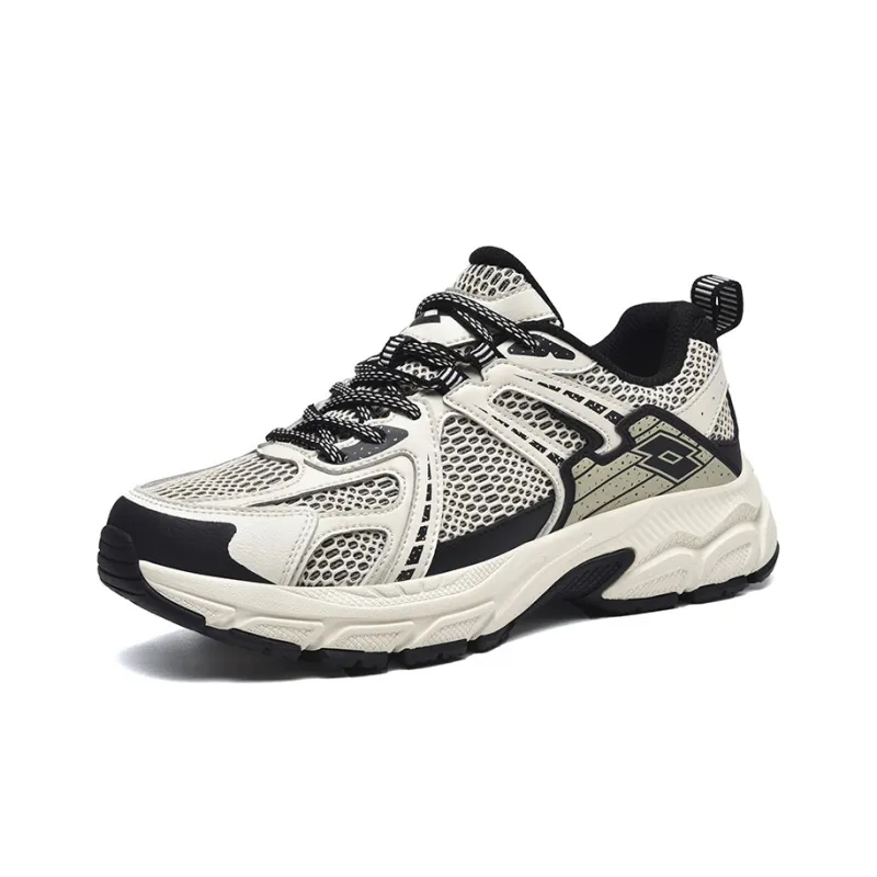 LOTTO Cushioning Abrasion Resistant Breathable Slip Resistant Low Top Running Shoes Men's Beige Black-2