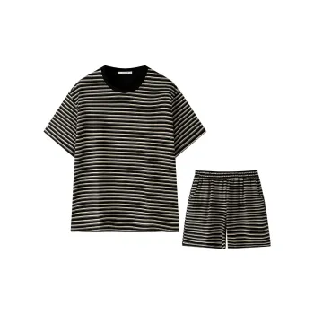 MEITENG Pajama Set Summer Men's Black