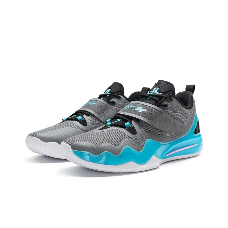 XTEP Jlin 2 V2 Jeremy Lin Abrasion Resistant Breathable Low Top Basketball Shoes Men's Smoke Gray/Sunny Mountain Blue-4