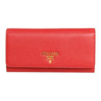 PRADA Cow Leather Wallet Women's Red
