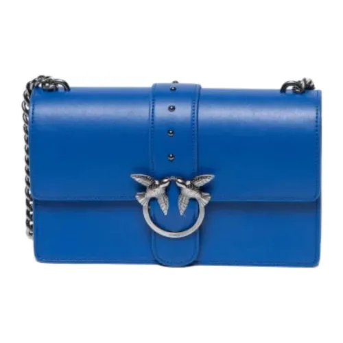 PINKO SIMPLY Leather Shoulder Bag Crossbody Bag Women's Dark Blue