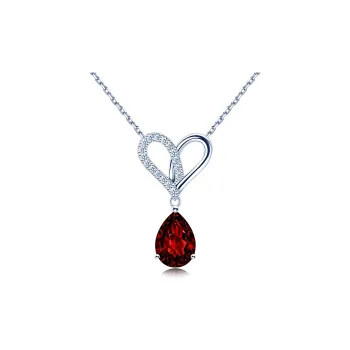 Rarebeauty Natural Garnet 925 Sterling Silver Blood Ruby Colored Gemstone Pendants Women's
