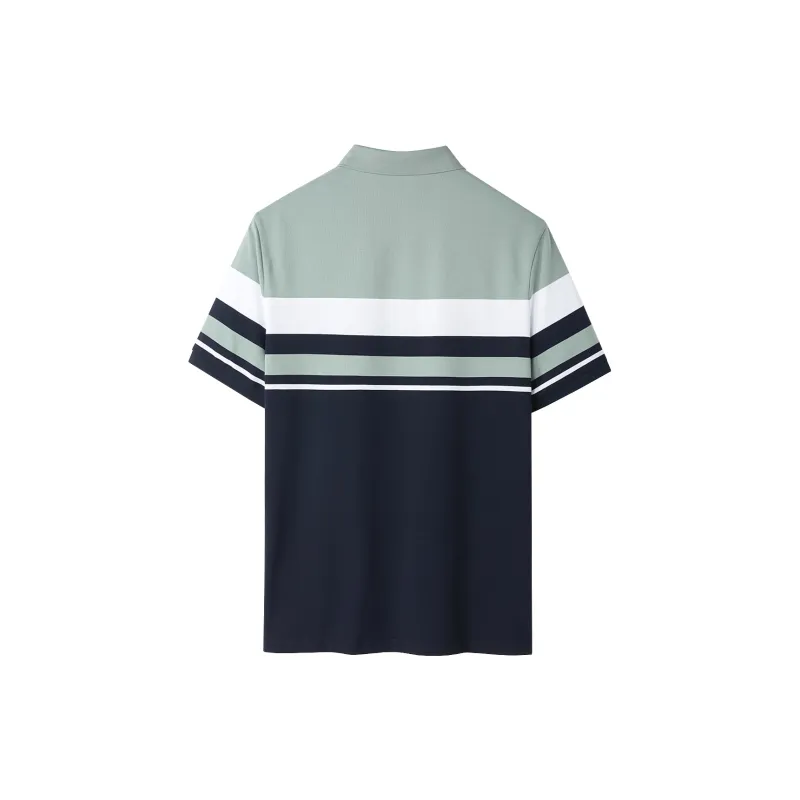 HLA Polo Shirts Men Light Green Stripes 73-1