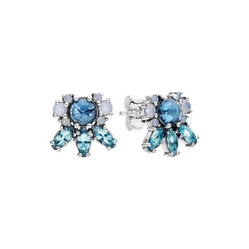 Pandora 925 Sterling Silver Stud Earrings Women's Blue-0