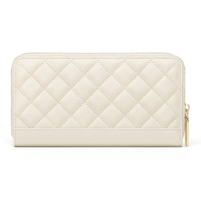 CinvaiKrose Calfskin With Microfiber Chanel Inspired Coin Purse, Clutch Wallet Women's Black-9