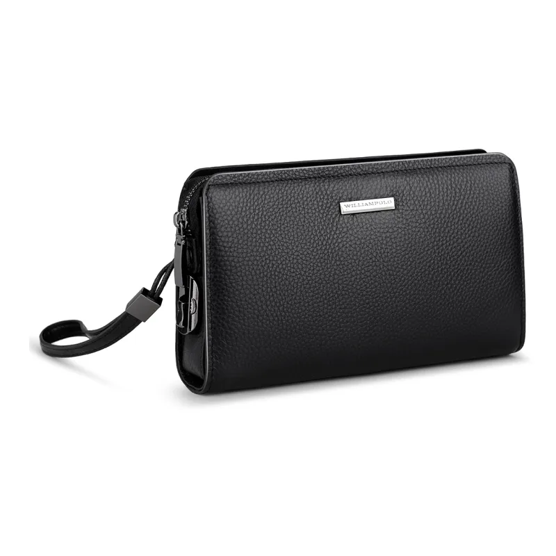 WilliamPOLO Top Grain Cow Leather Lock Design Clutch Large Size Men's Multicolor-1