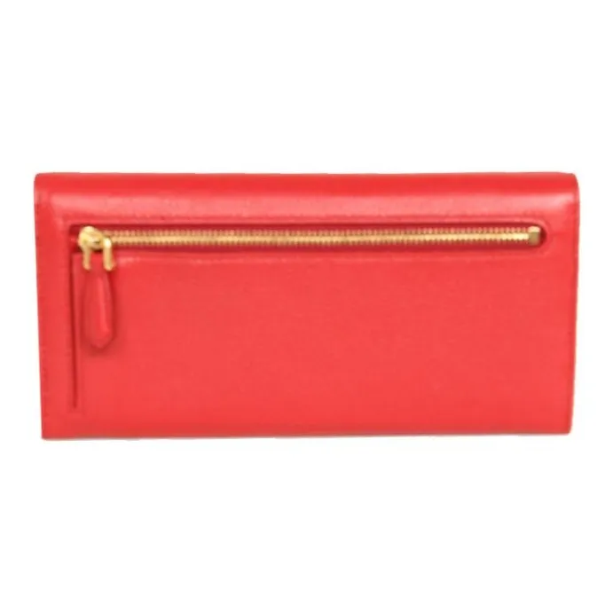 PRADA Cow Leather Wallet Women's Red-2