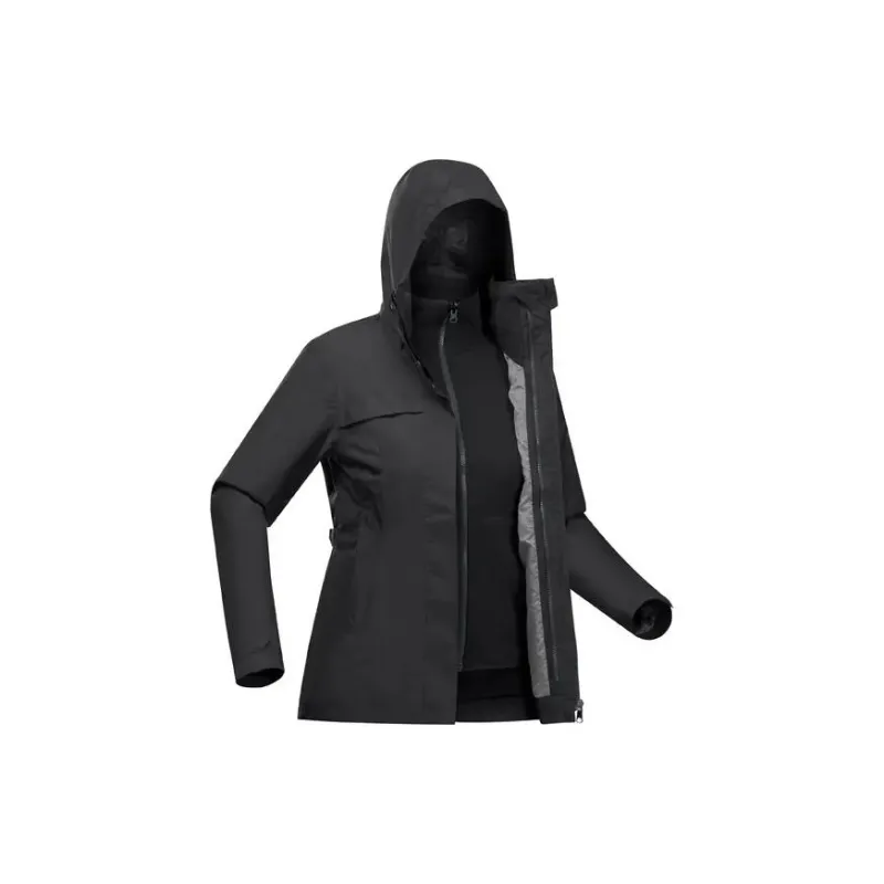 DECATHLON SH100 Water Resistant Windbreaker Jacket Women's Black/Black-1