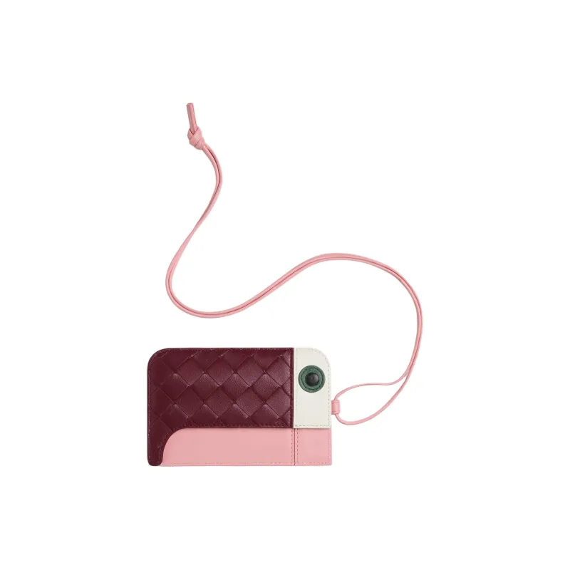 Bottega Veneta Intrecciato Lambskin Card Holder Women's White With Prickly Pear Black With Barolo And Ribbon-2