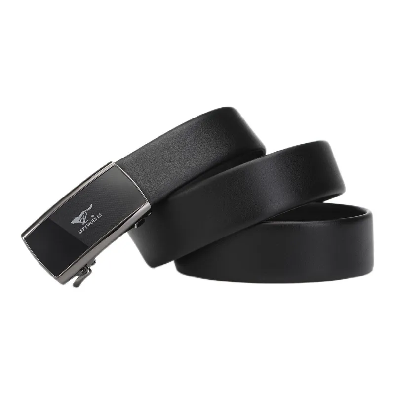 SEPTWOLVES Genuine Leather Business Advanced Comfortable Elegance Leather Belts Men's Width 3.5CM-0