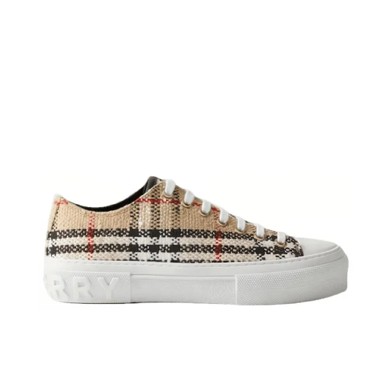 Burberry Vintage Check Boucle Low-Top Sneakers Beige Women's-1